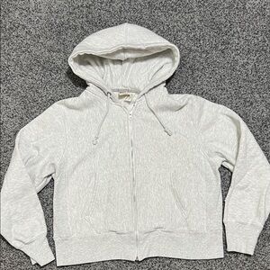 Champion Women's Light Grey Zip-up Sweater Size Medium EUC